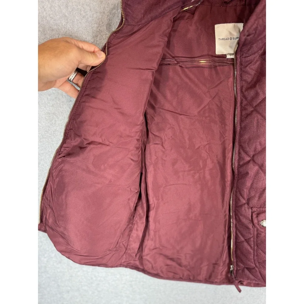 Thread & Supply Quilted Vest Womens Small Sleeveless Full Zip Pockets
